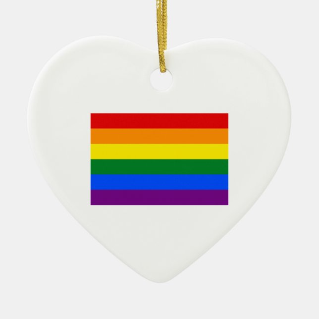 Gay Pride Flag Ceramic Tree Decoration (Front)