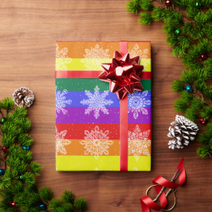 Gay Pride Flag Christmas Snoflake Pattern Wrapping Paper