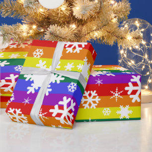 Gay Pride Flag Christmas Snowflake Pattern Wrapping Paper