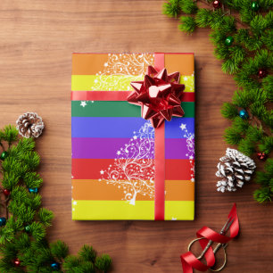 Gay Pride Flag Christmas Tree Pattern Wrapping Paper