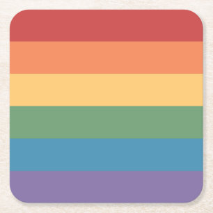 Gay Pride Flag Heathered Square Paper Coaster