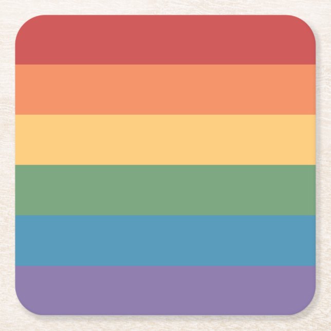 Gay Pride Flag Heathered Square Paper Coaster (Front)