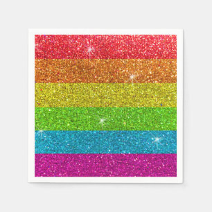 Gay Pride Flag Rainbow Glitter Colours LGBTQIA Napkin