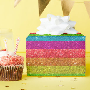 Gay Pride Flag Rainbow Glitter Stripes LGBTQIA Wrapping Paper