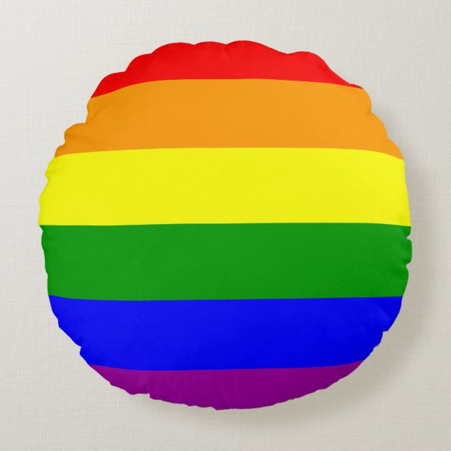 Gay Pride Flag Round Cushion (Front)