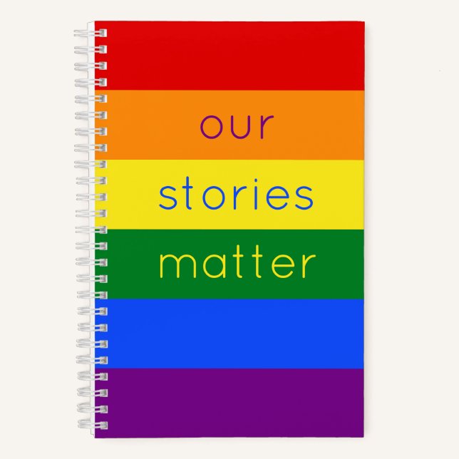 Gay Pride Flag Slogan Cute Rainbow Stripes  Notebook (Front)