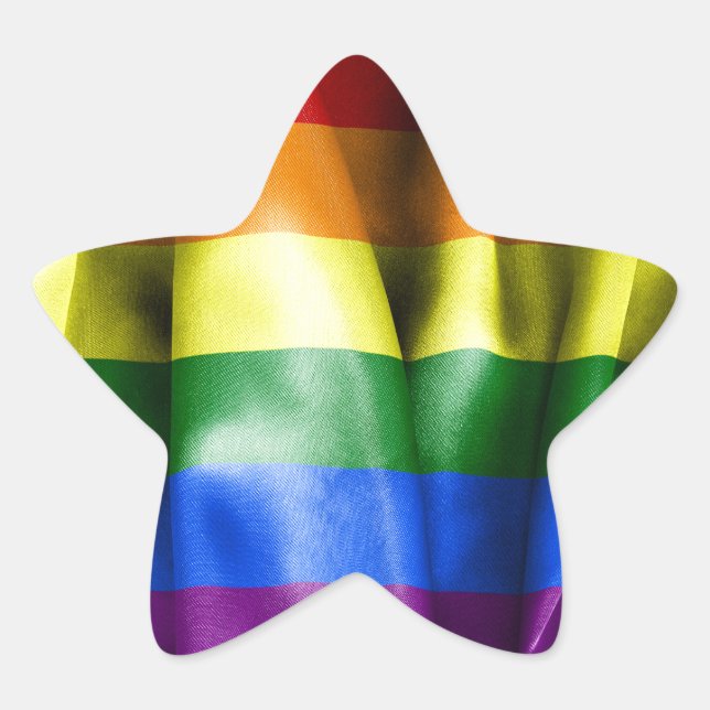 Gay Pride Flag Star Shaped Sticker (Front)