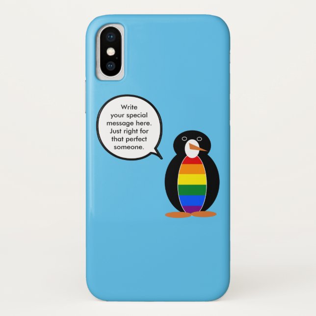 Gay Pride Flag Talking Ms. Penguin Case-Mate iPhone Case (Back)