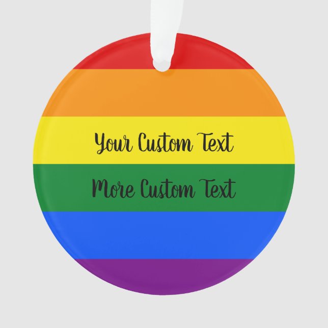 Gay Pride flag with text Ornament (Front)