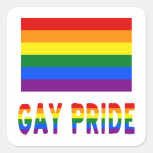 Gay Pride Flag & Words Square Sticker