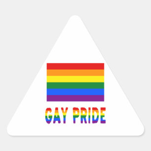 Gay Pride Flag & Words Triangle Sticker