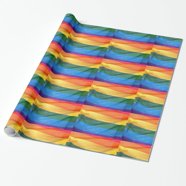 Gay Pride Flag Wrapping Paper (Unrolled)
