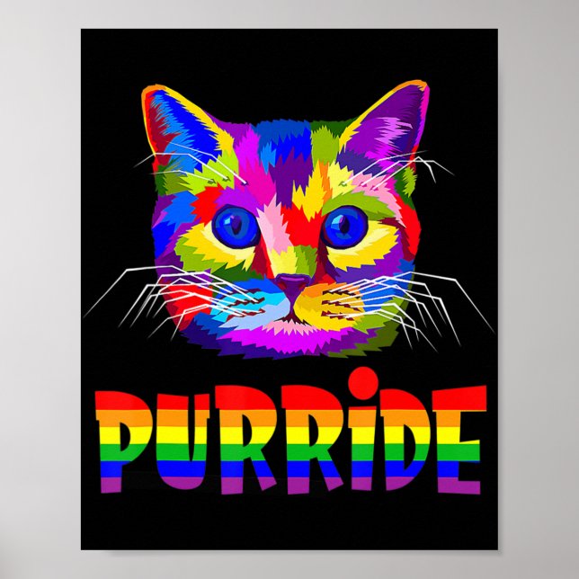 Gay Pride  for Women Men LGBT Daddy Cat Gift Purri Poster (Front)