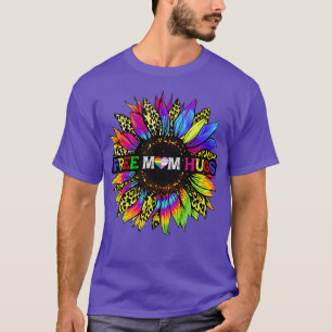 Gay Pride Free Mum Hugs Sunflower Leopard Rainbow  T-Shirt