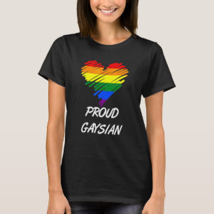 Gay Pride Gaysian Lgbt Rainbow Colours Asian Heart T-Shirt