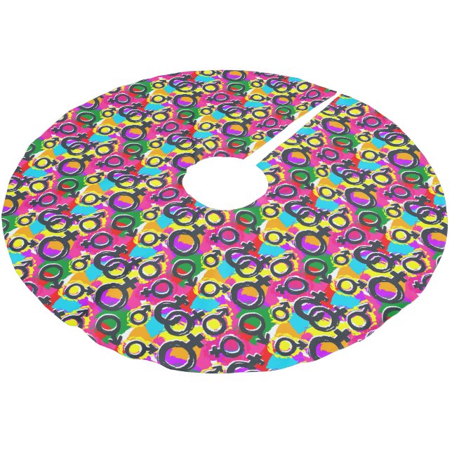 Gay Pride Gender Neon Pattern Brushed Polyester Tree Skirt (Angled)