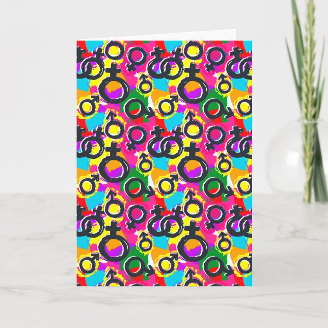 Gay Pride Gender Neon Pattern Card (Front)