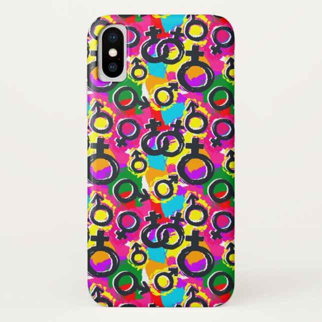 Gay Pride Gender Neon Pattern Case-Mate iPhone Case (Back)