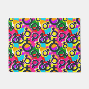 Gay Pride Gender Neon Pattern Doormat