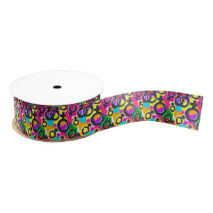 Gay Pride Gender Neon Pattern Grosgrain Ribbon