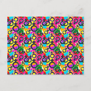 Gay Pride Gender Neon Pattern Holiday Postcard