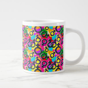 Gay Pride Gender Neon Pattern Large Coffee Mug