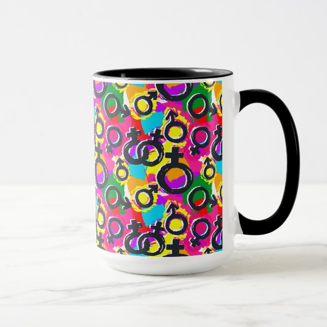 Gay Pride Gender Neon Pattern Mug (Right)