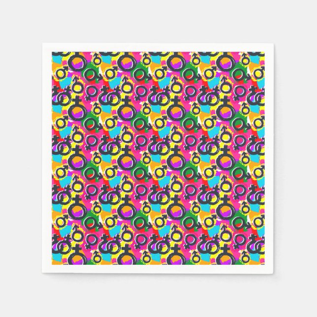 Gay Pride Gender Neon Pattern Napkin (Front)