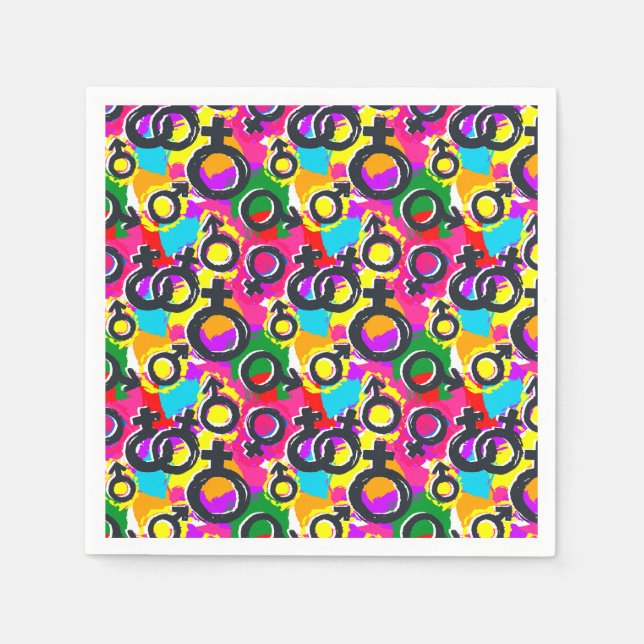 Gay Pride Gender Neon Pattern Napkin (Front)