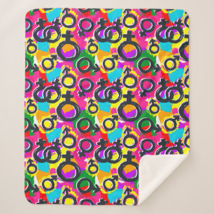 Gay Pride Gender Neon Pattern Sherpa Blanket