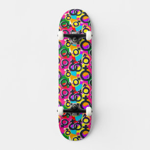 Gay Pride Gender Neon Pattern Skateboard