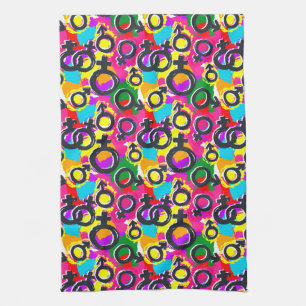 Gay Pride Gender Neon Pattern Tea Towel