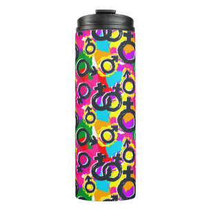 Gay Pride Gender Neon Pattern Thermal Tumbler