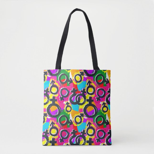 Gay Pride Gender Neon Pattern Tote Bag (Front)
