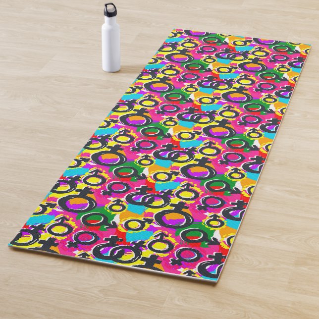 Gay Pride Gender Neon Pattern Yoga Mat (In Situ)