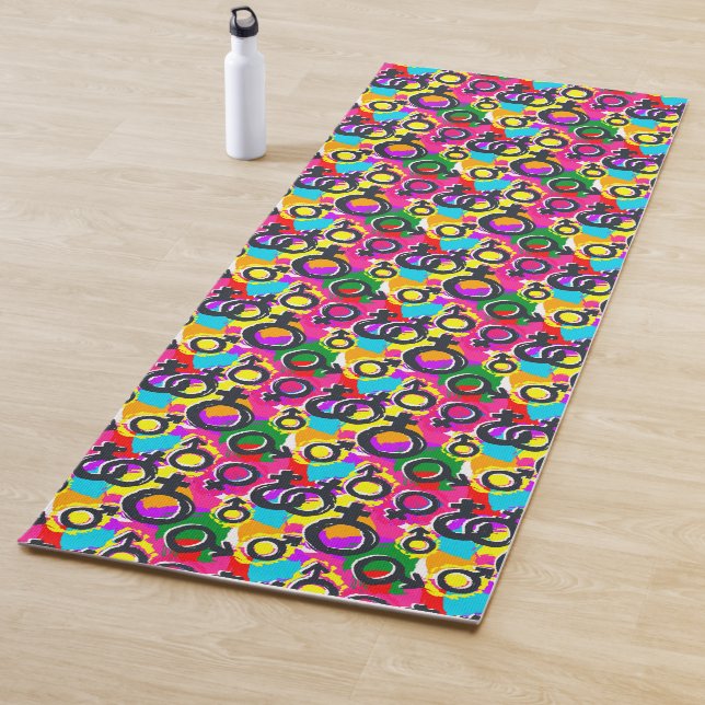 Gay Pride Gender Neon Pattern Yoga Mat (In Situ)