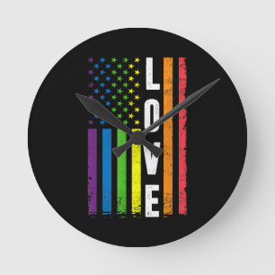 Gay Pride Gifts Men Women LGBT Rainbow Flag Gay Lo Round Clock