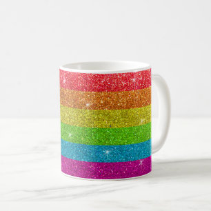 Gay Pride Glitter Rainbow Stripes LGBTQ Equality Coffee Mug