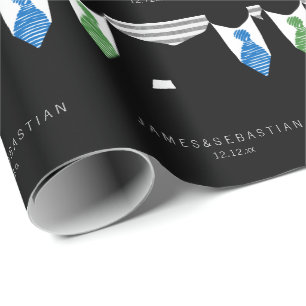 Gay Pride Grooms In Tie Wedding Wrapping Paper