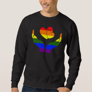 Gay Pride Hand Heart Lgbt Q Cool Rainbow Flag Colo Sweatshirt