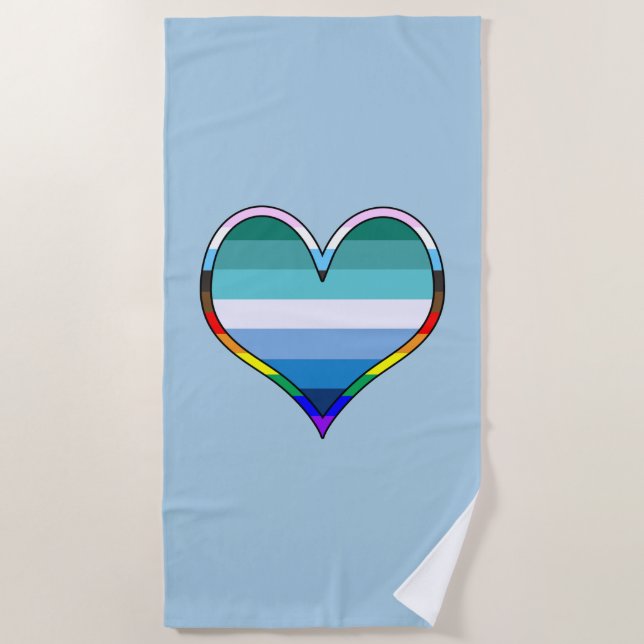 Gay Pride Heart Beach Towel (Front)