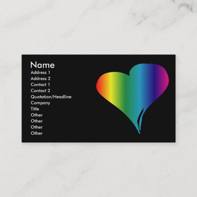 Gay Pride Heart Business Card (Front)