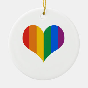 Gay Pride Heart Ceramic Ornament