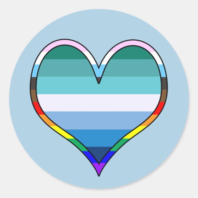 Gay Pride Heart Classic Round Sticker (Front)