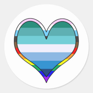 Gay Pride Heart Classic Round Sticker
