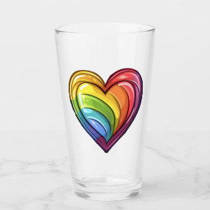 Gay pride heart design glass
