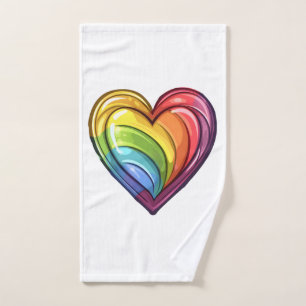 Gay pride heart design hand towel