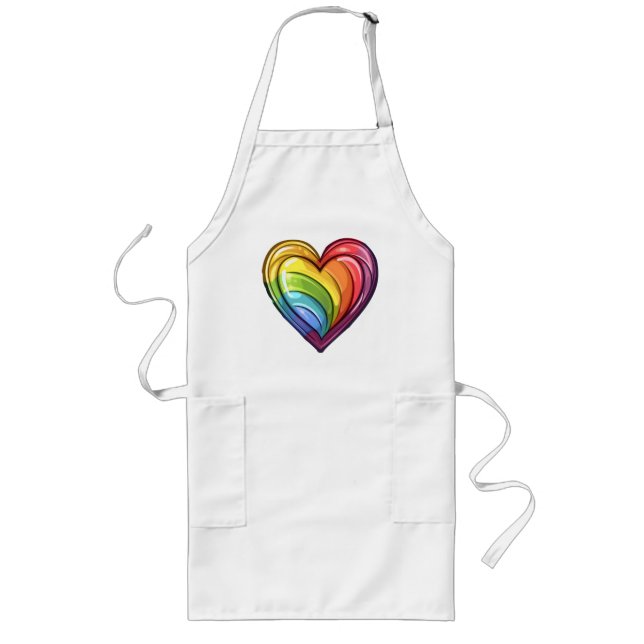 Gay pride heart design long apron (Front)