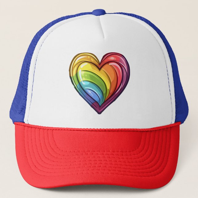 Gay pride heart design trucker hat (Front)
