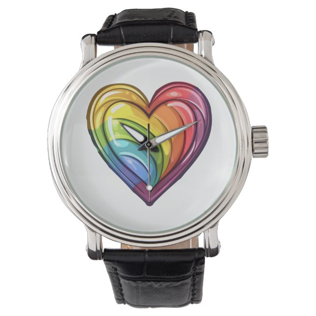 Gay pride heart design watch (Front)